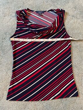 Chaps Navy, Red & White Striped Cowl Neck Tank